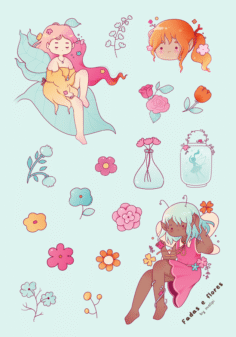 cartela • fadas & flores